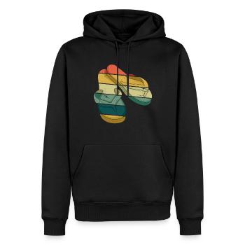 Vintage Flip Flops Beach Surf Hello Summer - Men’s Premium Organic Hoodie - black - Front - Nico (187cm)