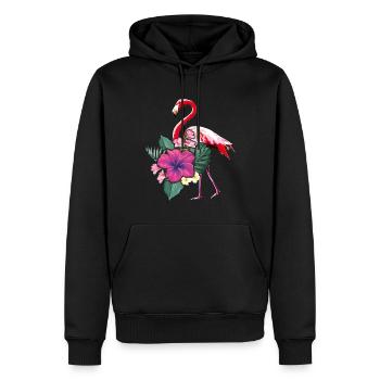 Tropical Flamingo Palm Tree Surf Hello Summer - Men’s Premium Organic Hoodie - black - Front - Nico (187cm)