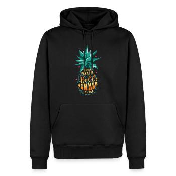 Tropical Pineapple Hawaii Surf Hello Summer - Men’s Premium Organic Hoodie - black - Front - Nico (187cm)