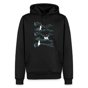 Cute Cat Playing On Musical Notes Musician - Men’s Premium Organic Hoodie - black - Front - Nico (187cm)