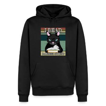 Lesen Verbotenes Buch Lustiger Buchliebhaber Lesen Sie Retro-Katze - Männer Premium Bio Hoodie - Schwarz - Vorne - Nico (187cm)