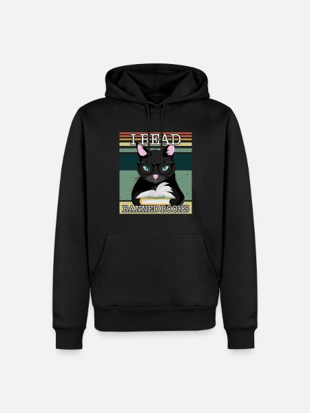 Lesen Verbotenes Buch Lustiger Buchliebhaber Lesen Sie Retro-Katze - Männer Premium Bio Hoodie - Schwarz