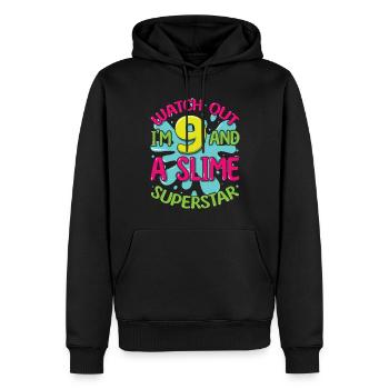 Age 9 Year Old Kids Slime Lover Awesome Slime Star - Men’s Premium Organic Hoodie - black - Front - Nico (187cm)