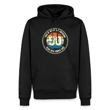 50th birthday so you see with 50 retro gift - Men’s Premium Organic Hoodie - black - Front - Nico (187cm)