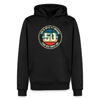 50th birthday so you see with 50 retro gift - Men’s Premium Organic Hoodie - black - Front - Nico (187cm)