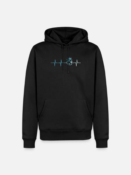 Heartbeat Football Pulse Voetballer Gift - Mannen Premium Bio hoodie - zwart