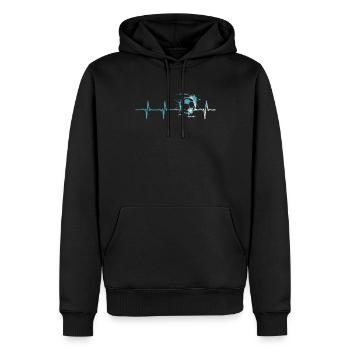Fußball Herzschlag - Männer Premium Bio Hoodie - Schwarz - Vorne - Nico (187cm)