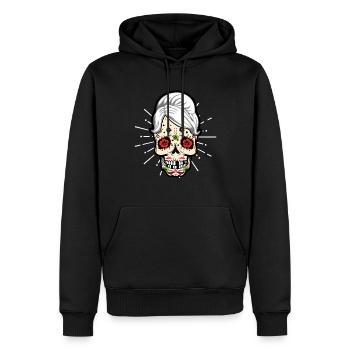 Grands-parents Maman Grand-mère Papa Día De Los Muertos - Sweat à capuche Premium bio Homme - noir - Devant - Nico (187cm)