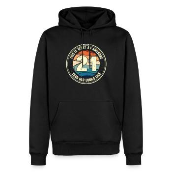 21ème anniversaire pour que vous voyiez avec 21 cadeaux rétro - Sweat à capuche Premium bio Homme - noir - Devant - Nico (187cm)