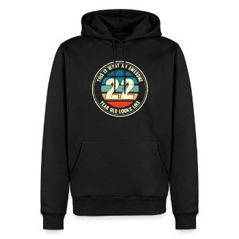 22e anniversaire pour que vous voyiez avec 22 cadeaux rétro - Sweat à capuche Premium bio Homme - noir - Devant - Nico (187cm)