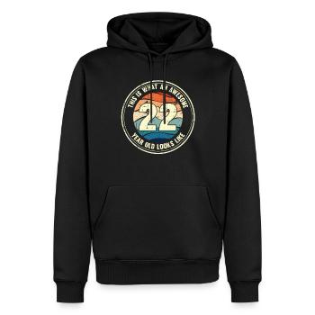 22e anniversaire pour que vous voyiez avec 22 cadeaux rétro - Sweat à capuche Premium bio Homme - noir - Devant - Nico (187cm)