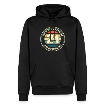21ème anniversaire pour que vous voyiez avec 21 cadeaux rétro - Sweat à capuche Premium bio Homme - noir - Devant - Nico (187cm)