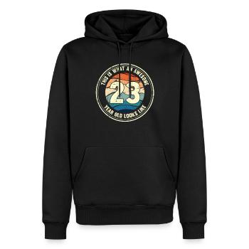 23ème anniversaire pour que vous voyiez avec 23 cadeaux rétro - Sweat à capuche Premium bio Homme - noir - Devant - Nico (187cm)