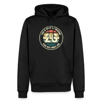 26ème anniversaire pour que vous voyiez avec 26 cadeaux rétro - Sweat à capuche Premium bio Homme - noir - Devant - Nico (187cm)