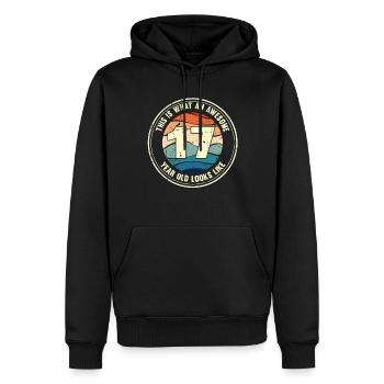 17ème anniversaire pour que vous voyiez avec 17 cadeaux rétro - Sweat à capuche Premium bio Homme - noir - Devant - Nico (187cm)