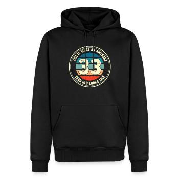 33ème anniversaire pour que vous voyiez avec 33 cadeau rétro - Sweat à capuche Premium bio Homme - noir - Devant - Nico (187cm)