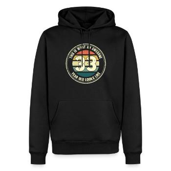 33ème anniversaire pour que vous voyiez avec 33 cadeau rétro - Sweat à capuche Premium bio Homme - noir - Devant - Nico (187cm)
