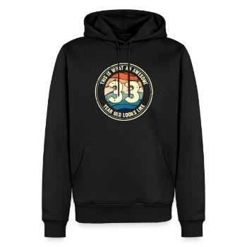 33ème anniversaire pour que vous voyiez avec 33 cadeau rétro - Sweat à capuche Premium bio Homme - noir - Devant - Nico (187cm)