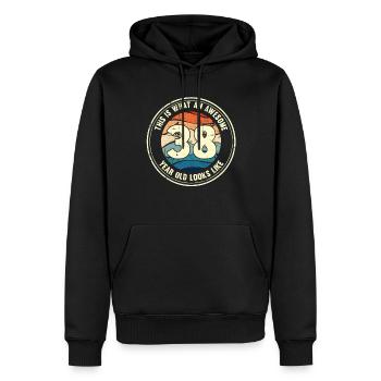 38e anniversaire pour que vous voyiez avec 38 cadeaux rétro - Sweat à capuche Premium bio Homme - noir - Devant - Nico (187cm)