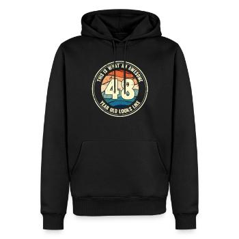 48e anniversaire pour que vous voyiez avec 48 cadeau rétro - Sweat à capuche Premium bio Homme - noir - Devant - Nico (187cm)