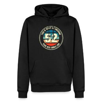 52e anniversaire Comment regarder 52 Cadeau rétro - Sweat à capuche Premium bio Homme - noir - Devant - Nico (187cm)