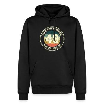 49e anniversaire Comment regarder 49 Cadeau rétro - Sweat à capuche Premium bio Homme - noir - Devant - Nico (187cm)