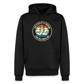 52e anniversaire pour que vous voyiez avec 52 cadeaux rétro - Sweat à capuche Premium bio Homme - noir - Devant - Nico (187cm)