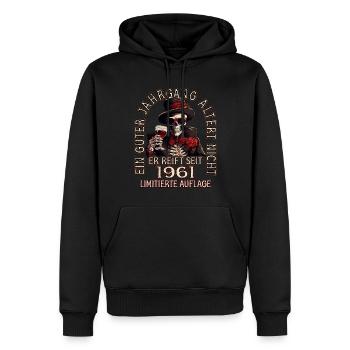 62. Geburtstag 1961 62er Guter Jahrgang - Männer Premium Bio Hoodie - Schwarz - Vorne - Nico (187cm)