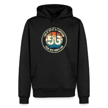 56e anniversaire alors vous regardez 56 cadeau rétro - Sweat à capuche Premium bio Homme - noir - Devant - Nico (187cm)