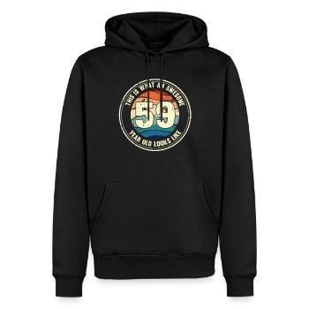 59e anniversaire Comment regarder 59 Cadeau rétro - Sweat à capuche Premium bio Homme - noir - Devant - Nico (187cm)