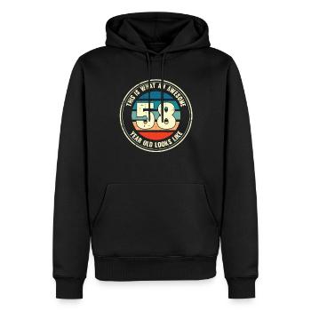 58e anniversaire Comment regarder 58 Cadeau rétro - Sweat à capuche Premium bio Homme - noir - Devant - Nico (187cm)