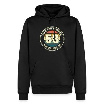58e anniversaire Comment regarder 58 Cadeau rétro - Sweat à capuche Premium bio Homme - noir - Devant - Nico (187cm)