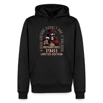 42nd Birthday 1981 42 Good vintage - Men’s Premium Organic Hoodie - black - Front - Nico (187cm)