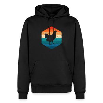 Hahn Huhn Hühner Bauer Retro Bauernhof Geschenk - Männer Premium Bio Hoodie - Schwarz - Vorne - Nico (187cm)