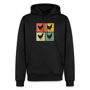 Huhn Hühner Hahn Bauer Retro Bauernhof Geschenk - Männer Premium Bio Hoodie - Schwarz - Vorne - Nico (187cm)