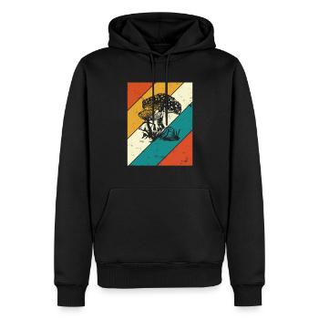 Champignon Rétro Champignons Cèpes Champignons Crapaud Tabouret Cadeau - Sweat à capuche Premium bio Homme - noir - Devant - Nico (187cm)