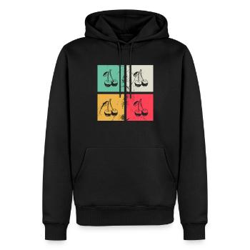 Kirsche Retro Frucht Obst Kirschen - Männer Premium Bio Hoodie - Schwarz - Vorne - Nico (187cm)