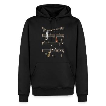 Realistic Cat Playing Musical Notes Musician - Men’s Premium Organic Hoodie - black - Front - Nico (187cm)