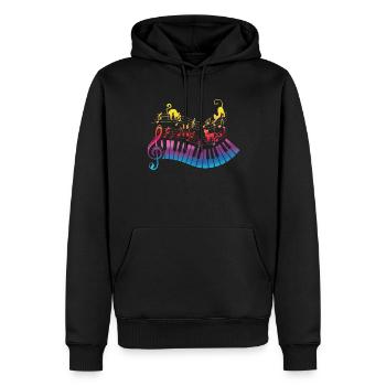 Pet Cat Love Playing Musical Sheets Musicien - Sweat à capuche Premium bio Homme - noir - Devant - Nico (187cm)