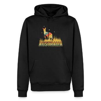 Kangourou Australie Rétro Australia Day Australie - Sweat à capuche Premium bio Homme - noir - Devant - Nico (187cm)