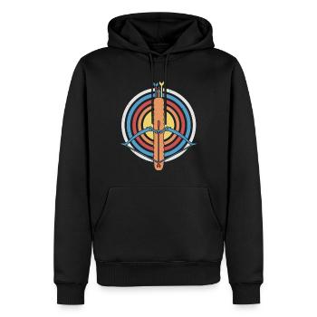 Outdoor Hunting Vintage Arrow And Bow Target Shoot - Men’s Premium Organic Hoodie - black - Front - Nico (187cm)