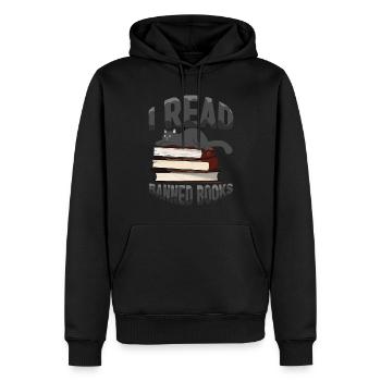 Ich lese verbotenes Buch Katze Buchliebhaber Leser Lesen - Männer Premium Bio Hoodie - Schwarz - Vorne - Nico (187cm)