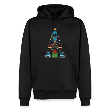 Noël des joueurs de hockey d’hiver de décembre 2021 - Sweat à capuche Premium bio Homme - noir - Devant - Nico (187cm)