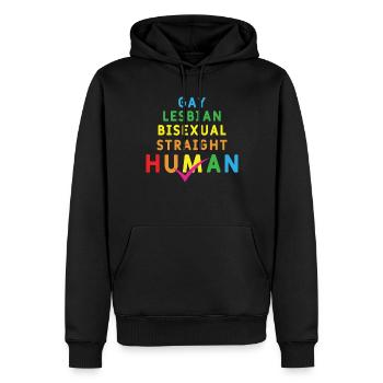 Menschlich Jeder Regenbogen Gay Pride LGBT Pride Monat - Männer Premium Bio Hoodie - Schwarz - Vorne - Nico (187cm)