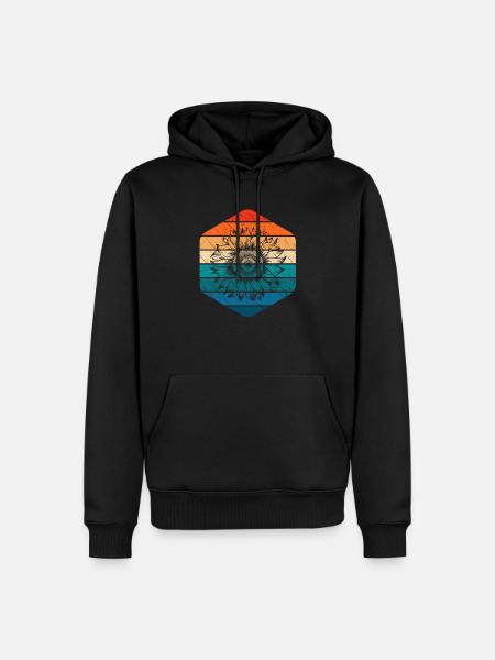 Sonnenblume Retro Geschenk - Männer Premium Bio Hoodie - Schwarz