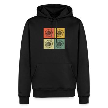 Sonnenblume Blüte Blume Retro Geschenk - Männer Premium Bio Hoodie - Schwarz - Vorne - Nico (187cm)