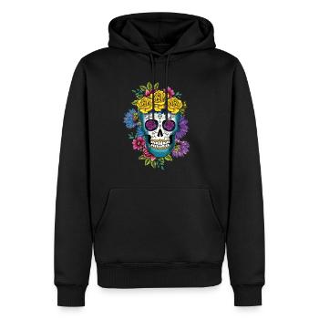Mexiko Blumenblume Muertos Tag der Toten Halloween - Männer Premium Bio Hoodie - Schwarz - Vorne - Nico (187cm)