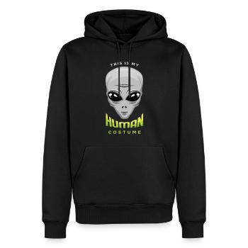Alien Human Costume Drôle Paresseux Effrayant Halloween - Sweat à capuche Premium bio Homme - noir - Devant - Nico (187cm)