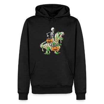 Squelette Dinosaure Citrouille Paresseux effrayant Halloween - Sweat à capuche Premium bio Homme - noir - Devant - Nico (187cm)