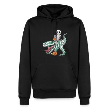 Dinosaure squelette Drôle paresseux effrayant Halloween - Sweat à capuche Premium bio Homme - noir - Devant - Nico (187cm)